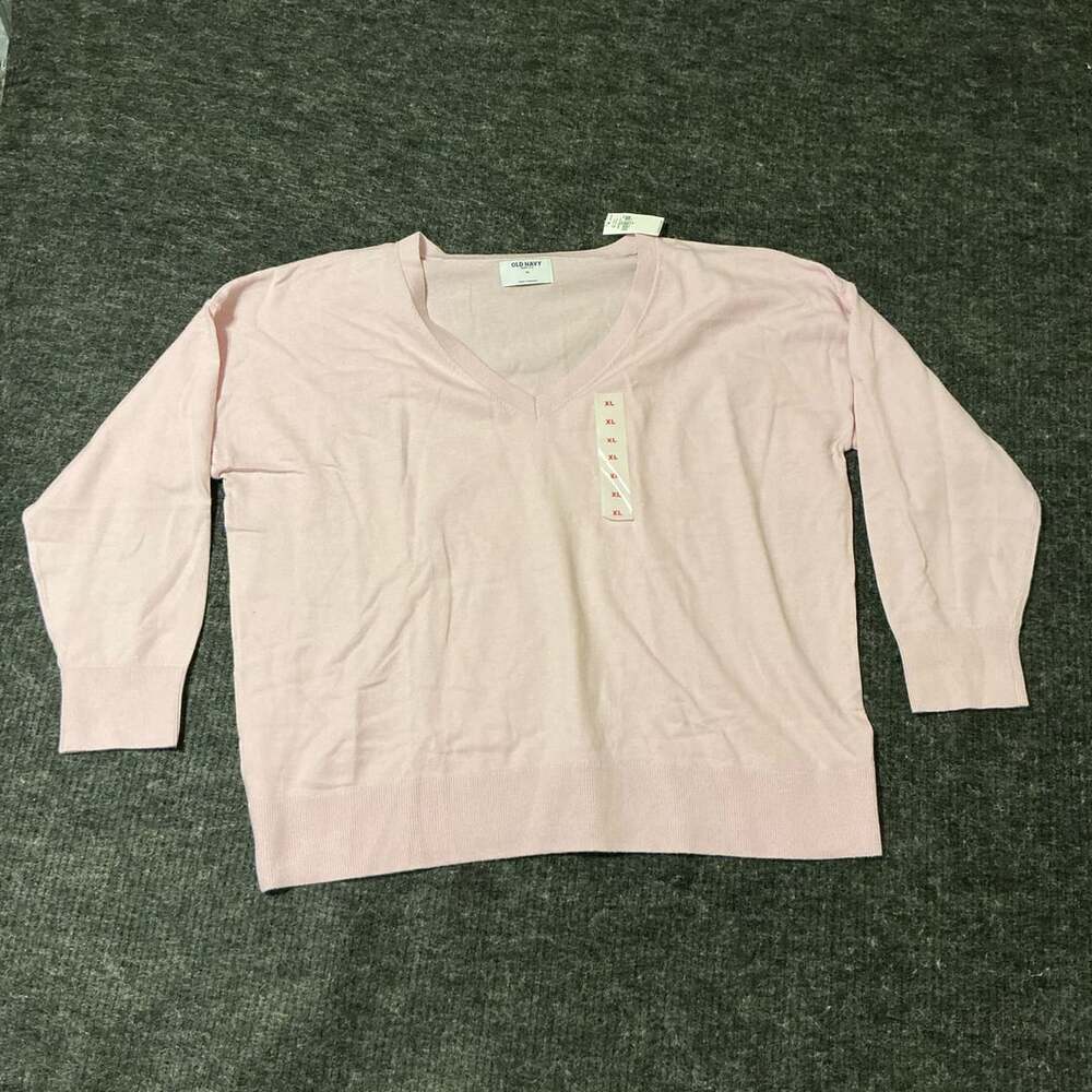 Old Navy V-Neck Sweater Womens Size XL Pink Lightweight Pullover Long Sleeve